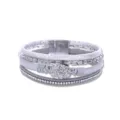 Multi-layer leather wrap bracelet for women with sparkling rhinestones, crystal beads and magnetic clasp. - Silver