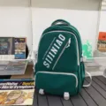 Dark green large capacity backpack for school students laptop rucksack casual daily use. - Green