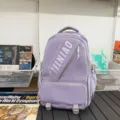Trendy purple large capacity school backpack for women students, casual laptop bookbag. - Purple
