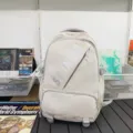 Large capacity casual backpack for high school students and college daily use beige - White