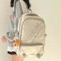 Beige großer Kapazität Rucksack für Damen Studenten stylische Schultasche für den Alltag - Weiß + Mini-Burger