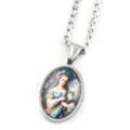 Collier pendentif portrait ovale vintage avec chaîne, bijoux d'art classique élégant mode. - Argent D