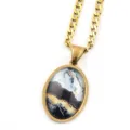Collier Pendentif Cabochon Ovale Doré Bijou Tendance Ciel Étoilé Cadeau Pour Femmes - Or E