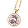 Collier pendentif en verre rond doré avec motif tournesol enseignant, bijou variante. - Or F