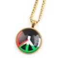 Collier drapeau Palestine, pendentif signe paix cabochon verre chaîne or mode - Or F