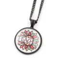 Collier tournesol professeur avec pendentif cabochon en verre, cadeau idéal pour éducateur. - Noir F