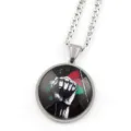 Collier pendentif en verre drapeau Palestine, chaîne en acier inoxydable bijoux paix - Argent G