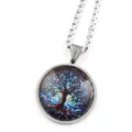 Collier pendentif cabochon en verre arbre de vie en acier inoxydable mode. - Argent G
