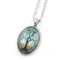 Tree of Life necklace time gem oval pendant silver color fashion jewelry accessory for women - Silver G