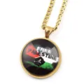 Collier chaîne dorée avec pendentif rond drapeau Palestine Free Palestine bijou de paix - Or H