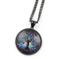 Pendentif collier en acier inoxydable avec motif arbre de vie et chaine noire variete. - Noir G