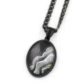 Pendentif ovale noir collier ciel étoilé gemme de temps bijou de chaîne chic femmes - Noir H