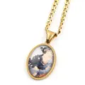 Collier ras du cou ovale doré avec motif de galaxie abstraite pour un style élégant. - Or I
