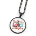 Collier pendentif cabochon en verre pour professeur avec texte inspirant design unique - Noir I