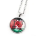 Palestine pendentif paix collier gemme de temps verre cabochon argent chaîne bijoux - Argent J