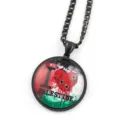 Pendentif dôme en verre drapeau Palestine collier symbole anti-guerre bijou mode - Noir J