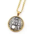 Collier pendentif cabochon en verre imprimé léopard pomme professeur pour femme et fille - Or J