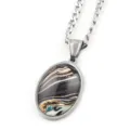 Collier Pendentif Pierre Précieuse Ciel Étoilé Ovale Chaîne Argent Élégant Mode SKU - Argent J