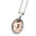 Élégant collier pendentif ovale en verre avec art portrait pour femme mode bijoux. - Argent I
