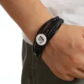 Men's multi-layer braided leather bracelet with stainless steel Virgo constellation charm stylish - Virgo