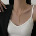 Élégant collier chaîne en or pour femmes, chaîne de clavicule minimaliste avec rallonge et pendentif. - Chaîne à lèvres / Or