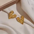 Gold irregular heart-shaped stainless steel stud earrings for women, trendy fashion jewelry. - Irregular Heart Style (1138) / Gold