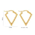 Gold stainless steel beaded geometric hoop earrings, stylish minimalist jewelry for women. - 23x22mm