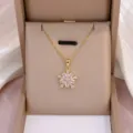 Vergoldete Kristall Blumen Anhänger Halskette, elegante Zirkonia Schlüsselbein Kette Damen. - Blumen Form Stil (X0049)