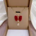 Elegante rote Samt Schleife Halskette mit funkelnden Zirkoniasteinen fur Damen Modeschmuck. - Roter Bogen-Zirkon-Anhänger (X0698)