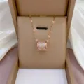 Elegante roségoldfarbene zylindrische Zirkon Anhänger Halskette Damen stilvolle Schmuckkette neu - Roségold Zylinder Stil (X0056)