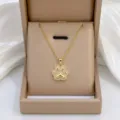 Vergoldete süße Pfoten Anhänger Halskette mit glitzerndem Zirkonia, elegante Kette. - Pfotenabdruck Mikro Eingelegt Stil (X0081)