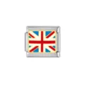 Stainless steel Italian charm bracelet link featuring a classic British Union Jack flag design. - UK National Flag Link Module (HA-276)