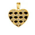 Stainless steel heart pendant necklace with black enamel and clear crystal for unisex. - Retro Heart Pendant (HD-92)