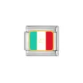 Stainless steel Italian charm link featuring a vibrant national flag design detail. - Italy National Flag Link Module (HA-278)