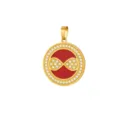 Gold stainless steel rhinestone round pendant detail closeup, elegant red inlay jewelry piece. - Infinity Pendant Only (HD-75) / Gold