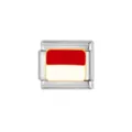 Stainless steel Italian charm bracelet link with red and white flag pattern DIY jewelry part - Red and White Horizontal Flag Link Module (HA-284)