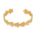 Gold floral cuff bracelet, stainless steel 18k gold plated, stylish open bangle jewelry detail. - 3D Five-Petal Flower Link Style (1131)