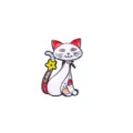 Lindo broche de gato esmaltado blanco rojo dibujo animado accesorio moda joya insignia metal - Estilo Blanco Y Rojo (DW0717-2)