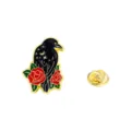 Goth crow and red rose enamel pin, celestial star moon alloy brooch for clothes. - Gothic Crow Rose Moon Style (CZ0494-3)