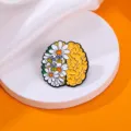 Creatieve hersenen madeliefje bij emaille speld legering broche badge accessoire - Madeliefje breinstijl (CZ0388-1)