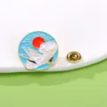 Spilla smaltata gru sole rosso nuvola badge kawaii accessorio per vestiti e zaino - Stile Gru Sole Rosso (CZ0611-1)