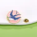 Spilla smaltata rondine grazioso cerchio rosa uccello badge vestiti zaino decorazione - Stile Rondine Volante (CZ0611-4)