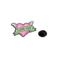 Cute pink heart angel wings enamel lapel pin brooch with I love you text badge jewelry - Winged Heart Style (CZ0653-1)
