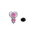 Pink heart rose enamel pin cute romantic Valentine brooch metal badge for clothing decor - Rose Heart Style (CZ0653-3)