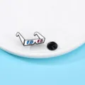 Cute 3D glasses enamel pin badge, cinema style metal brooch accessory for jacket bags decor. - 3D Glasses (CZ0610-2)