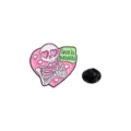 Pink heart skeleton enamel pin gothic metal brooch badge accessory with rubber clutch backing - Skull Heart Style (CZ0653-4)