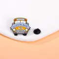 School bus shaped enamel brooch pin, back-to-school decorative alloy badge for backpacks. - School Bus Style