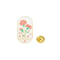 Cute carnation enamel pin brooch badge for clothes, bags, and hats, metallic accessory. - Oval Carnation Badge