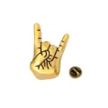 Gold rock gesture metal brooch lapel pin vintage clothing decoration concert badge accessory - Rock Gesture (CZ0886)