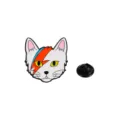 Cat enamel lapel pin with lightning bolt design alloy brooch badge for clothes and bags - White Lightning Cat Style (CZ0801-4)